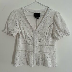 Elegant White Blouse with Puff Sleeves